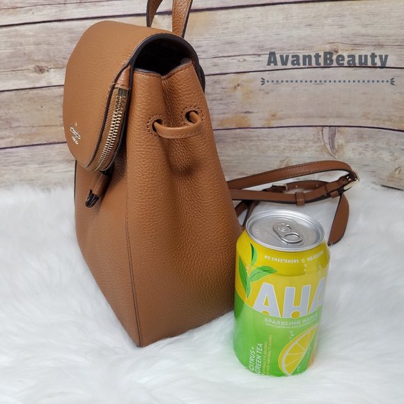 Kate Spade New York Leila Medium backpack Pebbled Leather Ginger Brown Bookbag - Picture 7 of 11